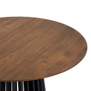 Pasadena 47" Wood Round Dining Table with Walnut Finish and Black Base - Furniture City (CA)l
