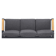 Palau Outdoor Sofa in Dark Gray with Natural Teak Wood Accent and Cushions - Furniture City (CA)l