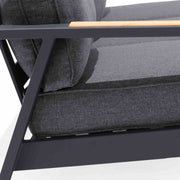 Palau Outdoor Sofa in Dark Gray with Natural Teak Wood Accent and Cushions - Furniture City (CA)l