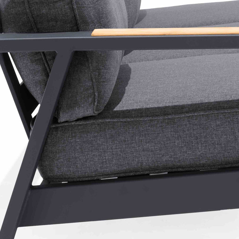 Palau Outdoor Sofa in Dark Gray with Natural Teak Wood Accent and Cushions - Furniture City (CA)l