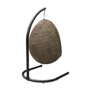 Pisces Indoor Outdoor Hanging Egg Swing Chair in Espresso Wicker with Black Iron Stand - Furniture City (CA)l