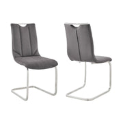Pacific Dining Room Accent Chair in Gray Fabric and Brushed Stainless Steel Finish - Set of 2 - Furniture City (CA)l