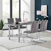 Pacific Dining Room Accent Chair in Gray Fabric and Brushed Stainless Steel Finish - Set of 2 - Furniture City (CA)l