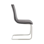 Pacific Dining Room Accent Chair in Gray Fabric and Brushed Stainless Steel Finish - Set of 2 - Furniture City (CA)l