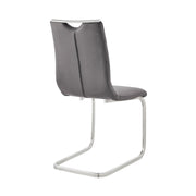 Pacific Dining Room Accent Chair in Gray Fabric and Brushed Stainless Steel Finish - Set of 2 - Furniture City (CA)l