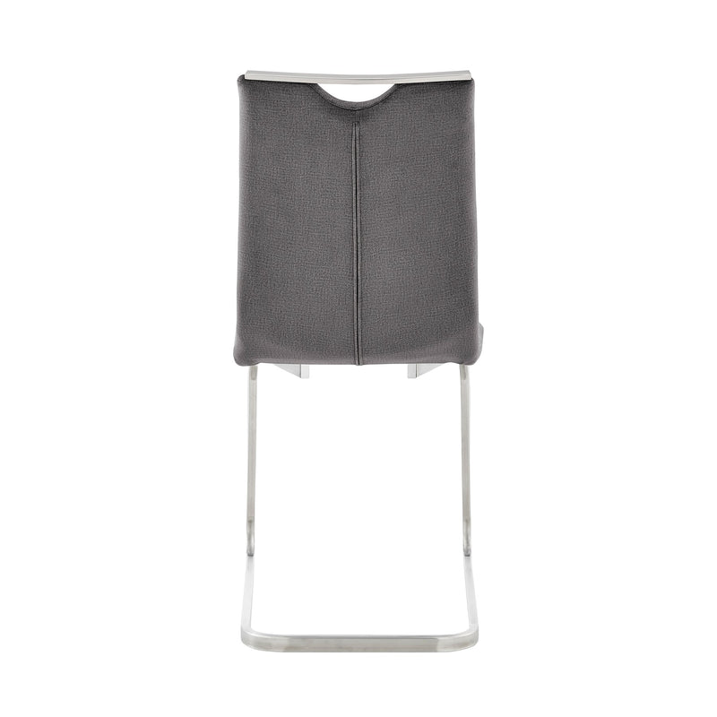 Pacific Dining Room Accent Chair in Gray Fabric and Brushed Stainless Steel Finish - Set of 2 - Furniture City (CA)l