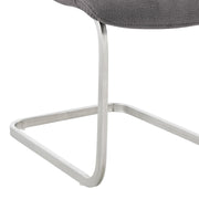 Pacific Dining Room Accent Chair in Gray Fabric and Brushed Stainless Steel Finish - Set of 2 - Furniture City (CA)l