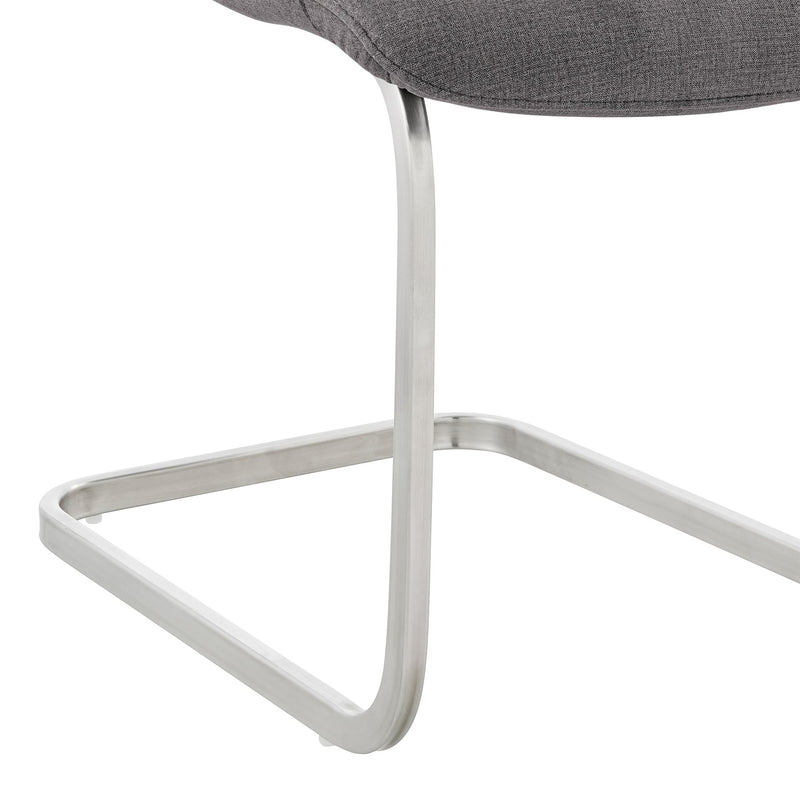Pacific Dining Room Accent Chair in Gray Fabric and Brushed Stainless Steel Finish - Set of 2 - Furniture City (CA)l