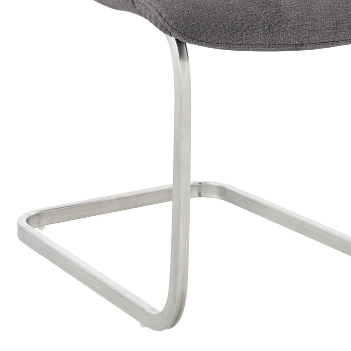 Pacific Dining Room Accent Chair in Gray Fabric and Brushed Stainless Steel Finish - Set of 2