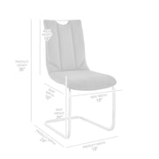 Pacific Dining Room Accent Chair in Gray Fabric and Brushed Stainless Steel Finish - Set of 2 - Furniture City (CA)l