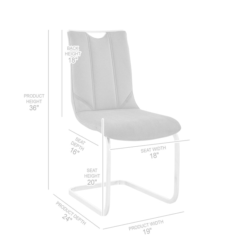 Pacific Dining Room Accent Chair in Gray Fabric and Brushed Stainless Steel Finish - Set of 2 - Furniture City (CA)l