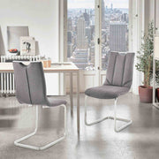 Pacific Dining Room Accent Chair in Gray Fabric and Brushed Stainless Steel Finish - Set of 2 - Furniture City (CA)l