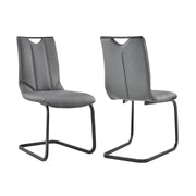 Pacific Dining Room Chair in Gray Faux Leather and Black Finish - Set of 2 - Furniture City (CA)l