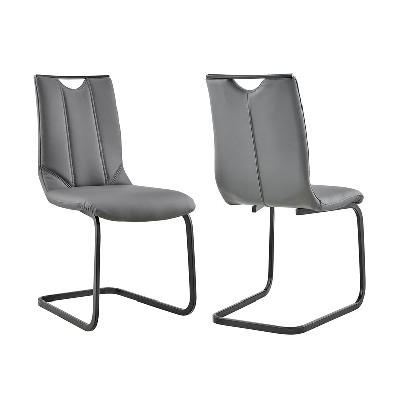 Pacific Dining Room Chair in Gray Faux Leather and Black Finish - Set of 2 - Furniture City (CA)l
