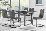 Pacific Dining Room Chair in Gray Faux Leather and Black Finish - Set of 2 - Furniture City (CA)l