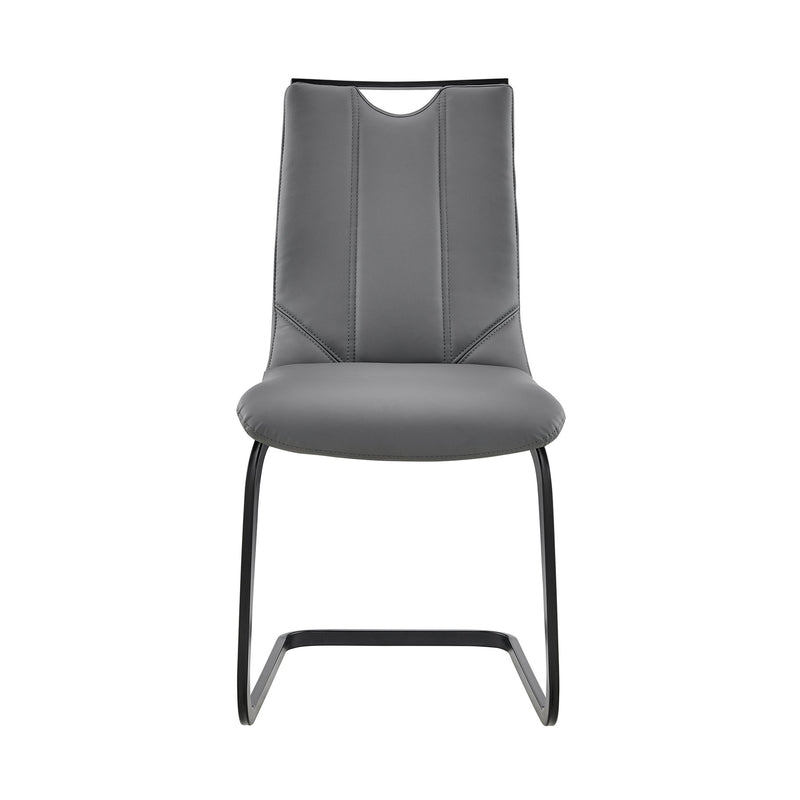 Pacific Dining Room Chair in Gray Faux Leather and Black Finish - Set of 2 - Furniture City (CA)l