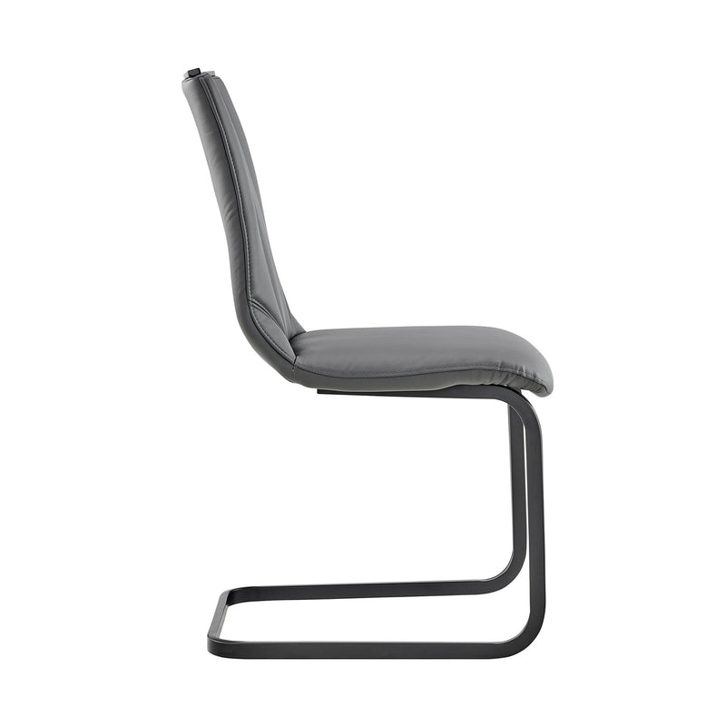 Pacific Dining Room Chair in Gray Faux Leather and Black Finish - Set of 2 - Furniture City (CA)l