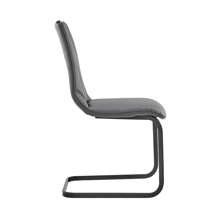 Pacific Dining Room Chair in Gray Faux Leather and Black Finish - Set of 2