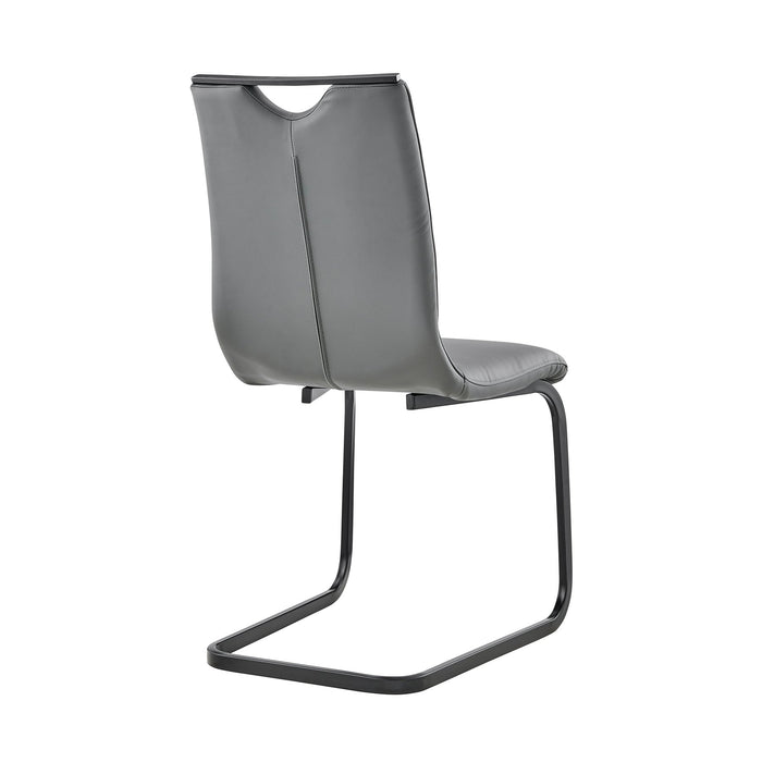 Pacific Dining Room Chair in Gray Faux Leather and Black Finish - Set of 2