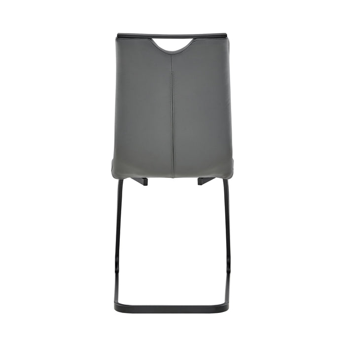 Pacific Dining Room Chair in Gray Faux Leather and Black Finish - Set of 2