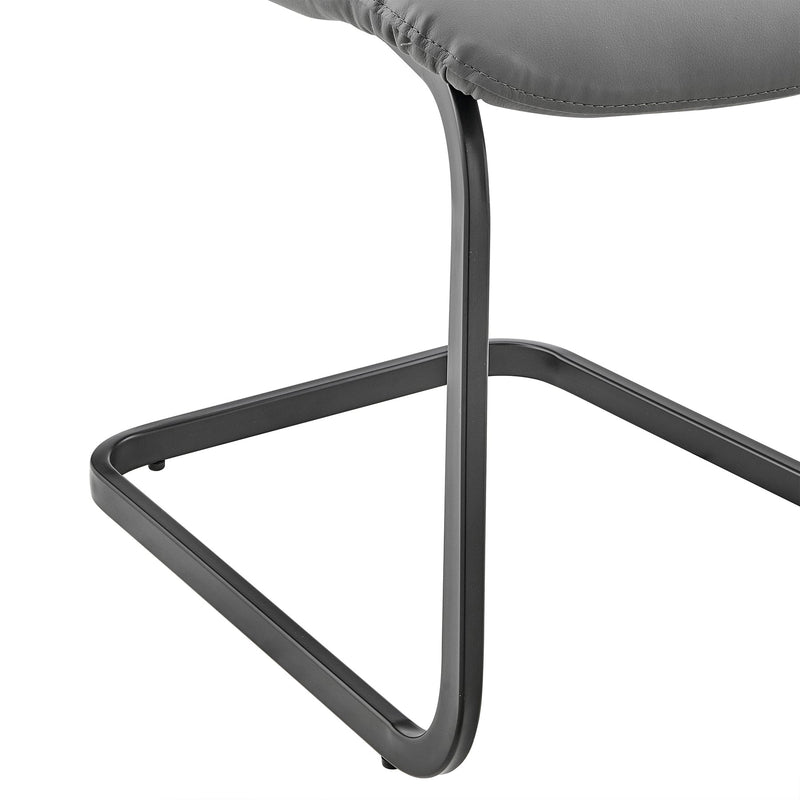 Pacific Dining Room Chair in Gray Faux Leather and Black Finish - Set of 2 - Furniture City (CA)l