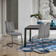 Pacific Dining Room Chair in Gray Faux Leather and Black Finish - Set of 2 - Furniture City (CA)l
