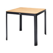 Portals Outdoor Square Bar Table in Natural Teak Wood Top and Black Frame - Furniture City (CA)l