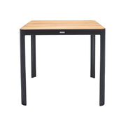 Portals Outdoor Square Bar Table in Natural Teak Wood Top and Black Frame - Furniture City (CA)l