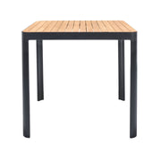Portals Outdoor Square Bar Table in Natural Teak Wood Top and Black Frame - Furniture City (CA)l