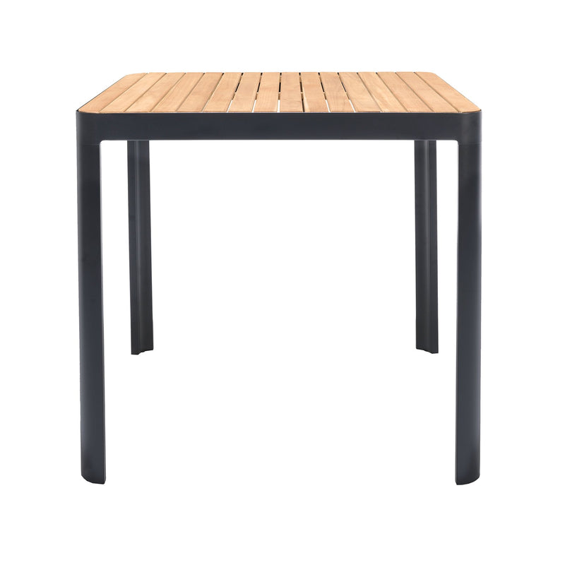 Portals Outdoor Square Bar Table in Natural Teak Wood Top and Black Frame - Furniture City (CA)l
