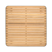 Portals Outdoor Square Bar Table in Natural Teak Wood Top and Black Frame - Furniture City (CA)l