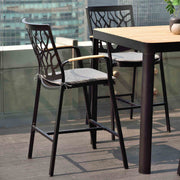Portals Outdoor Square Bar Table in Natural Teak Wood Top and Black Frame - Furniture City (CA)l