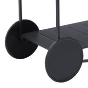 Portals Outdoor Accent Cart in Black Finish and Natural Teak Wood Accent - Furniture City (CA)l