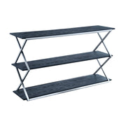 Westlake 3-Tier Black Console Table with Brushed Stainless Steel Frame - Furniture City (CA)l