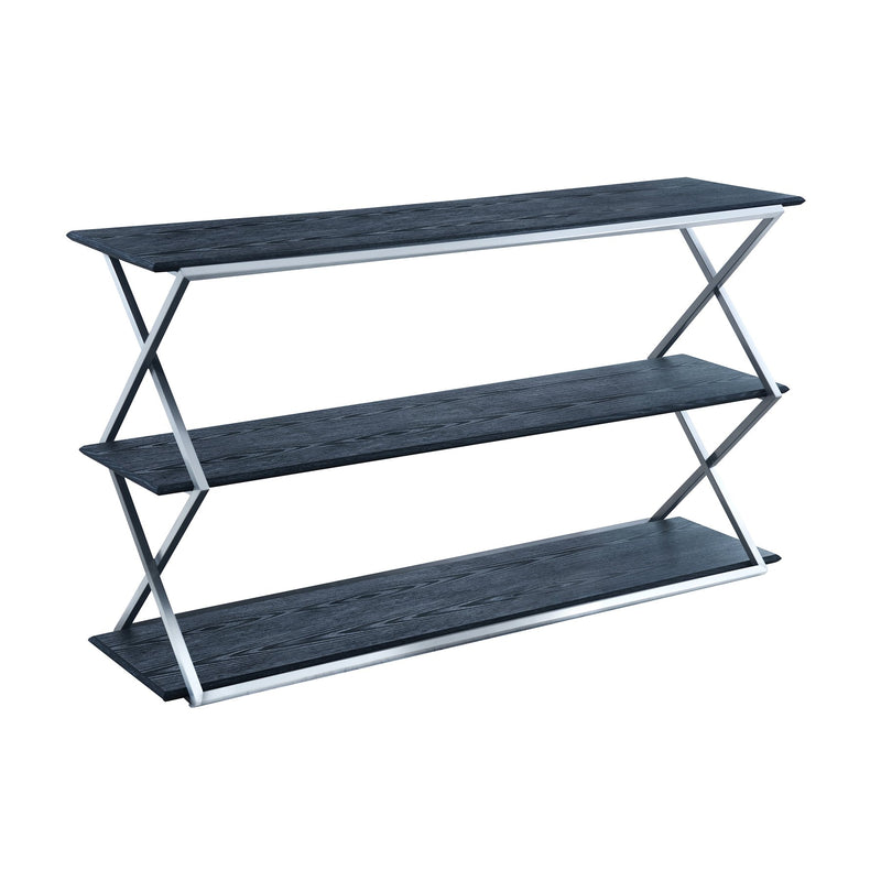 Westlake 3-Tier Black Console Table with Brushed Stainless Steel Frame - Furniture City (CA)l