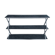 Westlake 3-Tier Black Console Table with Brushed Stainless Steel Frame - Furniture City (CA)l