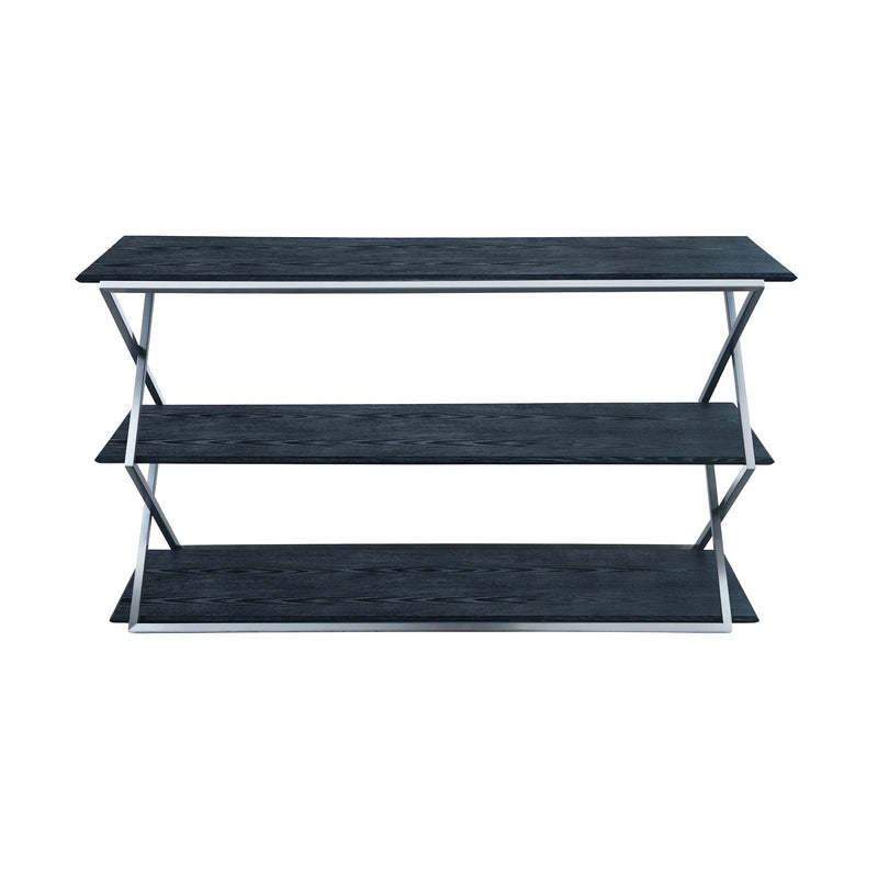 Westlake 3-Tier Black Console Table with Brushed Stainless Steel Frame - Furniture City (CA)l