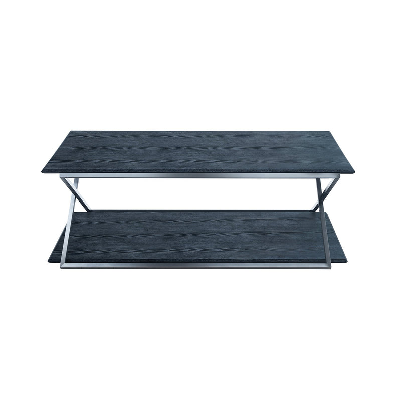 Westlake 3-Tier Black Console Table with Brushed Stainless Steel Frame - Furniture City (CA)l