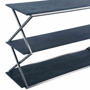 Westlake 3-Tier Black Console Table with Brushed Stainless Steel Frame - Furniture City (CA)l