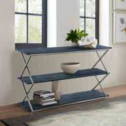 Westlake 3-Tier Black Console Table with Brushed Stainless Steel Frame - Furniture City (CA)l