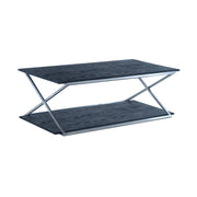 Westlake Black Veneer Coffee Table with Brushed Stainless Steel Frame - Furniture City (CA)l