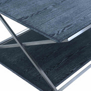 Westlake Black Veneer Coffee Table with Brushed Stainless Steel Frame - Furniture City (CA)l
