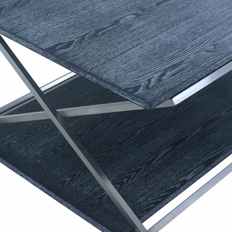 Westlake Black Veneer Coffee Table with Brushed Stainless Steel Frame - Furniture City (CA)l