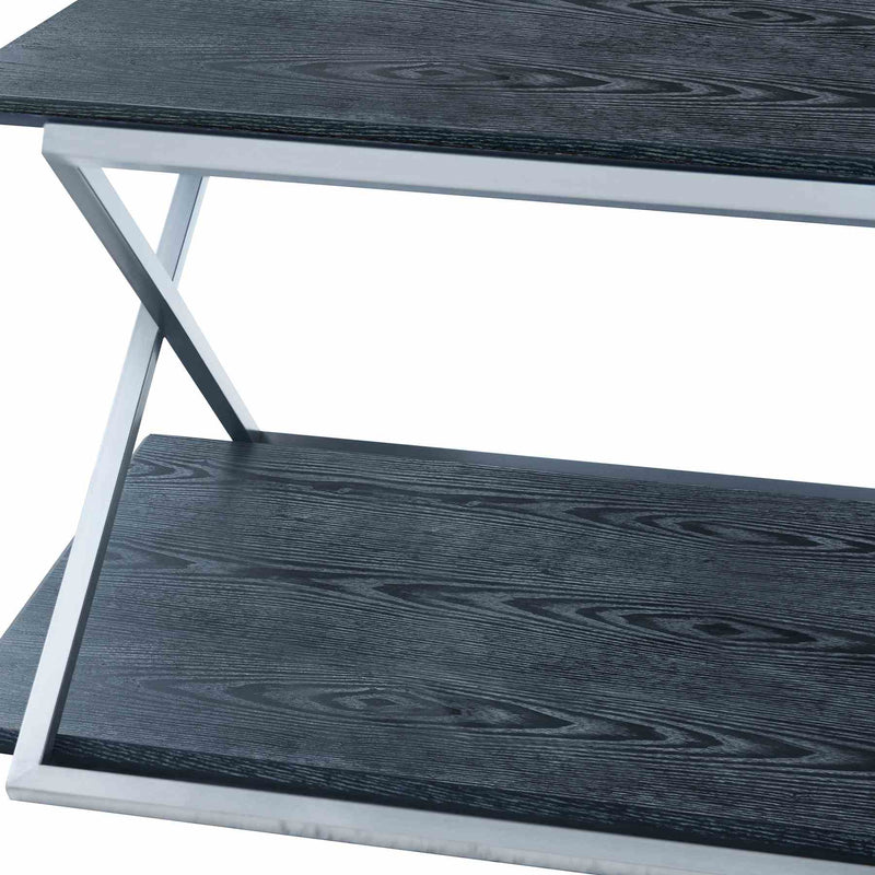 Westlake Black Veneer Coffee Table with Brushed Stainless Steel Frame - Furniture City (CA)l