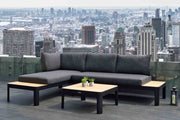 Portals Outdoor Square Coffee Table in Black Finish with Natural Teak Wood Top - Furniture City (CA)l