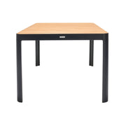 Portals Outdoor Rectangle Dining Table in Black Finish with Natural Teak Wood Top - Furniture City (CA)l