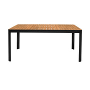 Portals Outdoor Black Rectangle Teak Wood & Aluminum Dining Table - Furniture City (CA)l