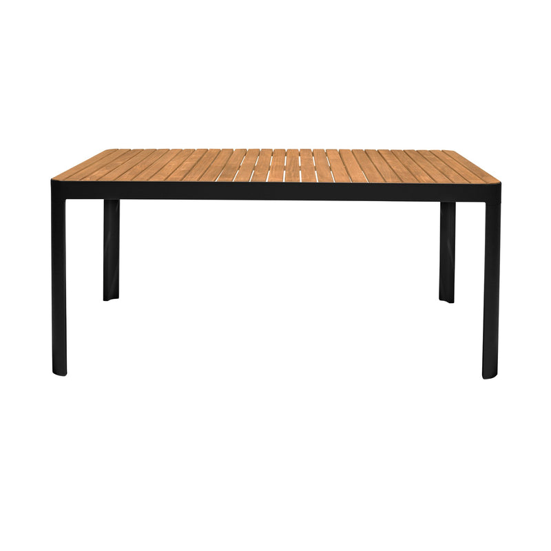 Portals Outdoor Black Rectangle Teak Wood & Aluminum Dining Table - Furniture City (CA)l