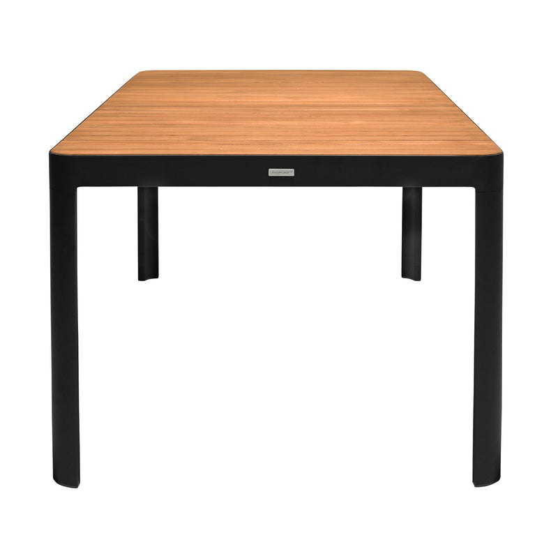 Portals Outdoor Black Rectangle Teak Wood & Aluminum Dining Table - Furniture City (CA)l