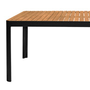 Portals Outdoor Black Rectangle Teak Wood & Aluminum Dining Table - Furniture City (CA)l